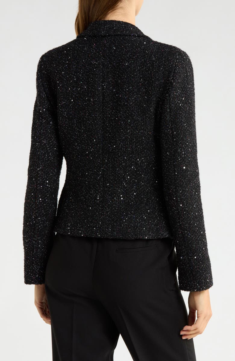 Emporio Armani Metallic Tweed Blazer, Alternate, color, Solid Black