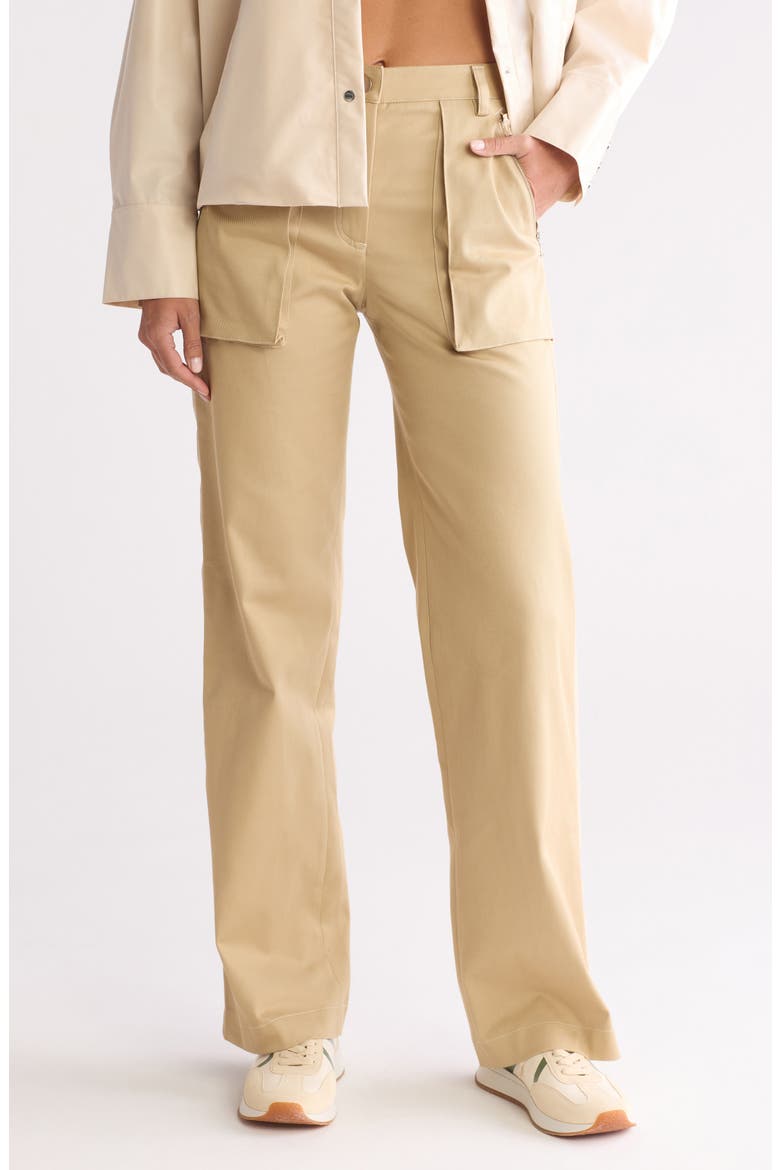 Isa Side Stripe Stretch Twill Pants, Main, color, KHAKI