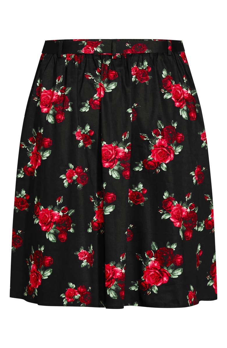 City Chic Rose Floral Print Skirt, Alternate, color, 