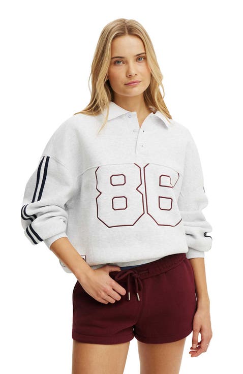 Women's Active Plush Oversized Rugby Sweatshirt