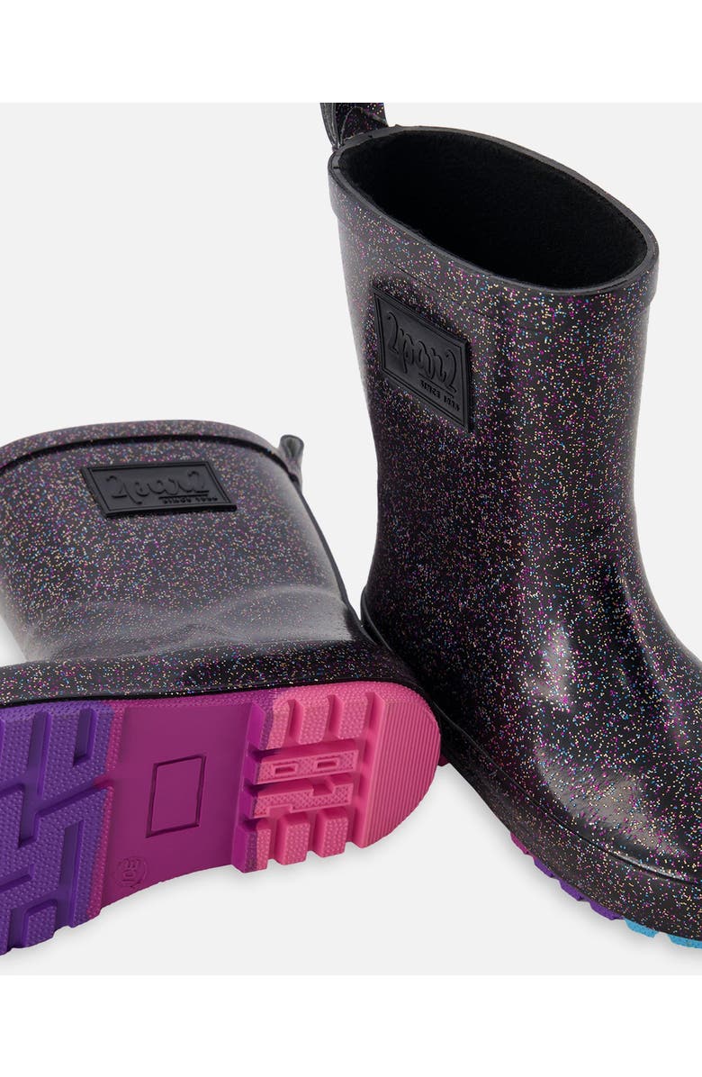 Deux par Deux Rain Boots in Glitter Natural Rubber, Alternate, color, Glittery Black