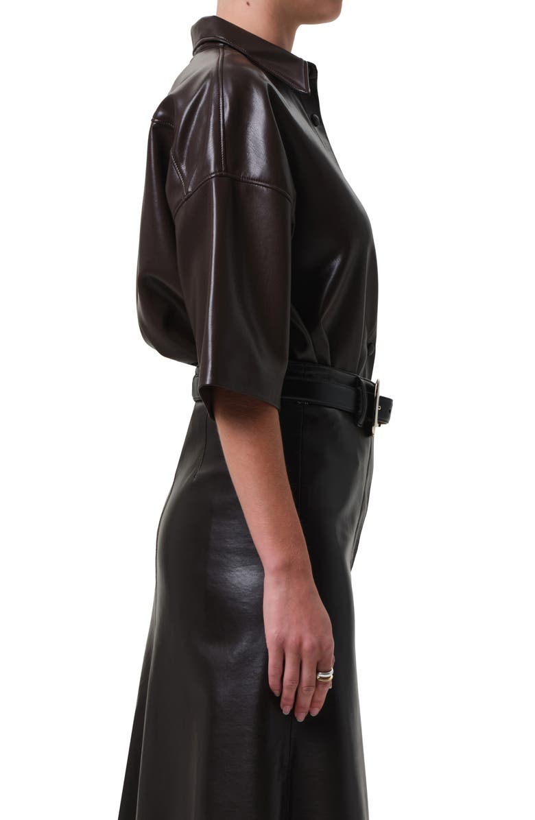 Citizens of Humanity Frances Cape Crop Faux Leather Shirt, Alternate, color, Chocolate
