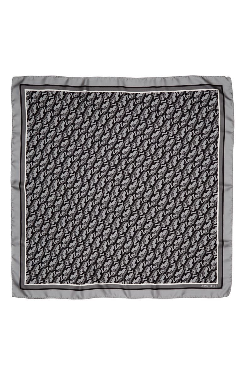 Jimmy Choo Logo Foulard Silk Square Scarf, Main, color,