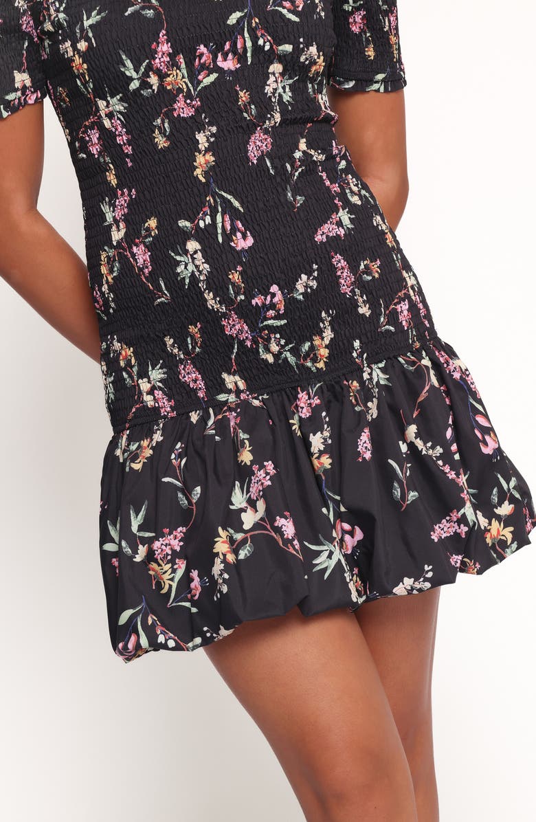Petal & Pup Lewis Smocked Off the Shoulder Minidress, Alternate, color, Black Floral