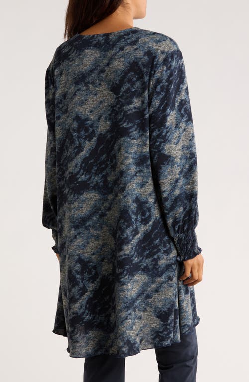 Patrizia Luca Long Sleeve Hacci Tunic Top In Blue