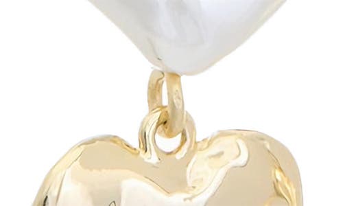 Juvell Mother-of-pearl Molten Heart Linear Drop Earrings In Gold
