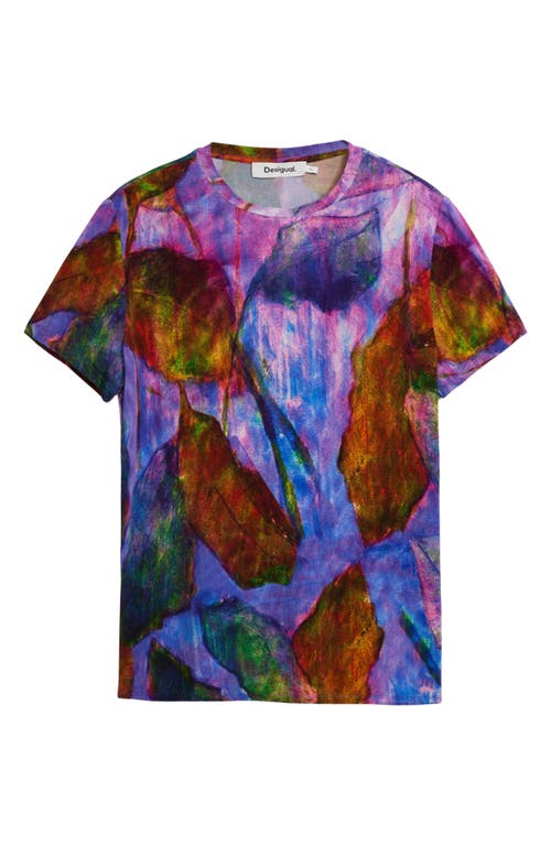 Desigual Abstract Print T-shirt In Lavender Multi