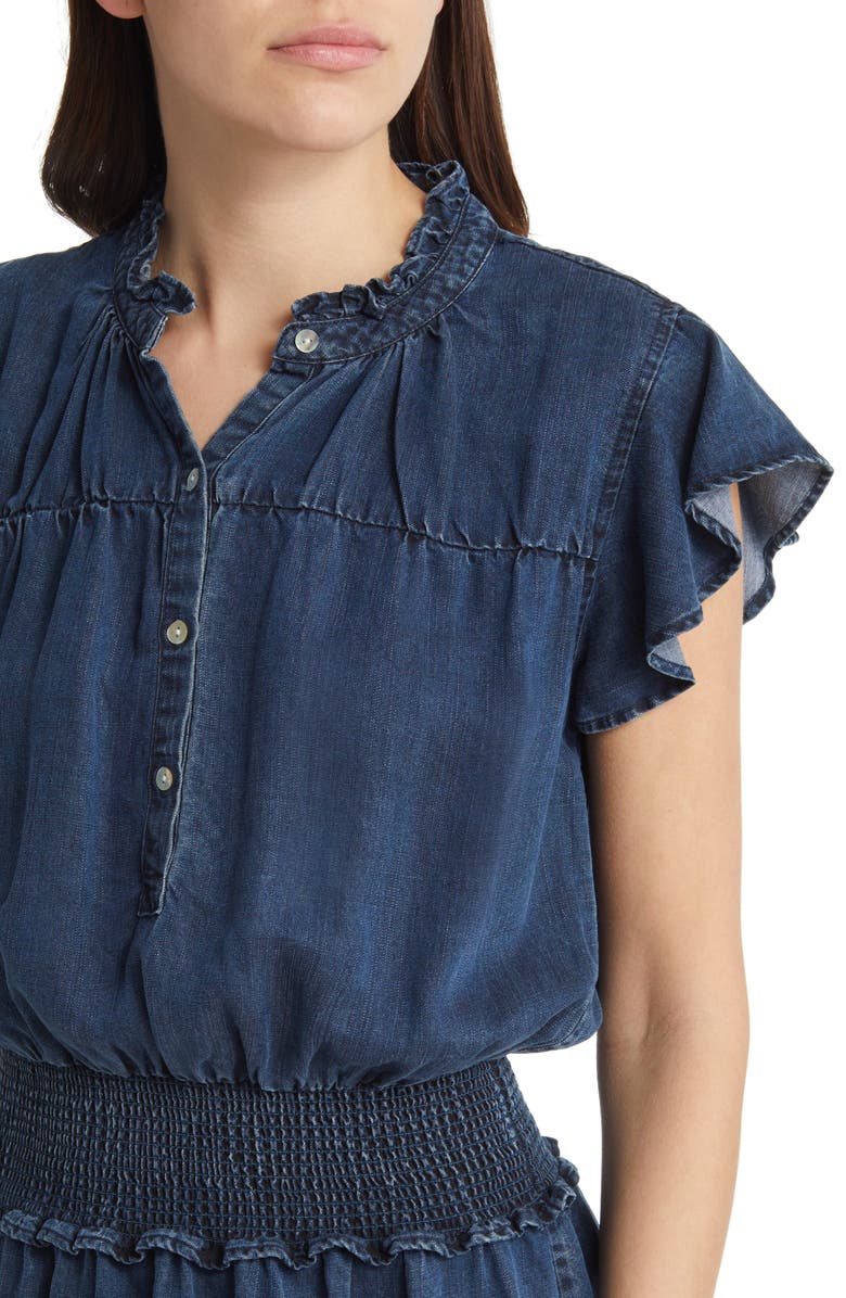 Rails Amina Vintage Wash Smocked Minidress, Alternate, color, Dark Vintage