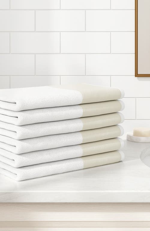 Woven & Weft Border 6-piece Cotton Hand Towels In White