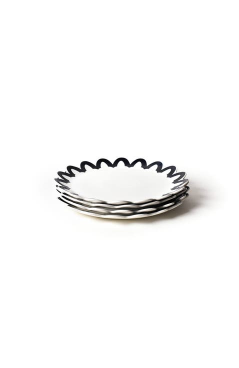 Black Arabesque Trim Scallop Edge Platter Set of 4