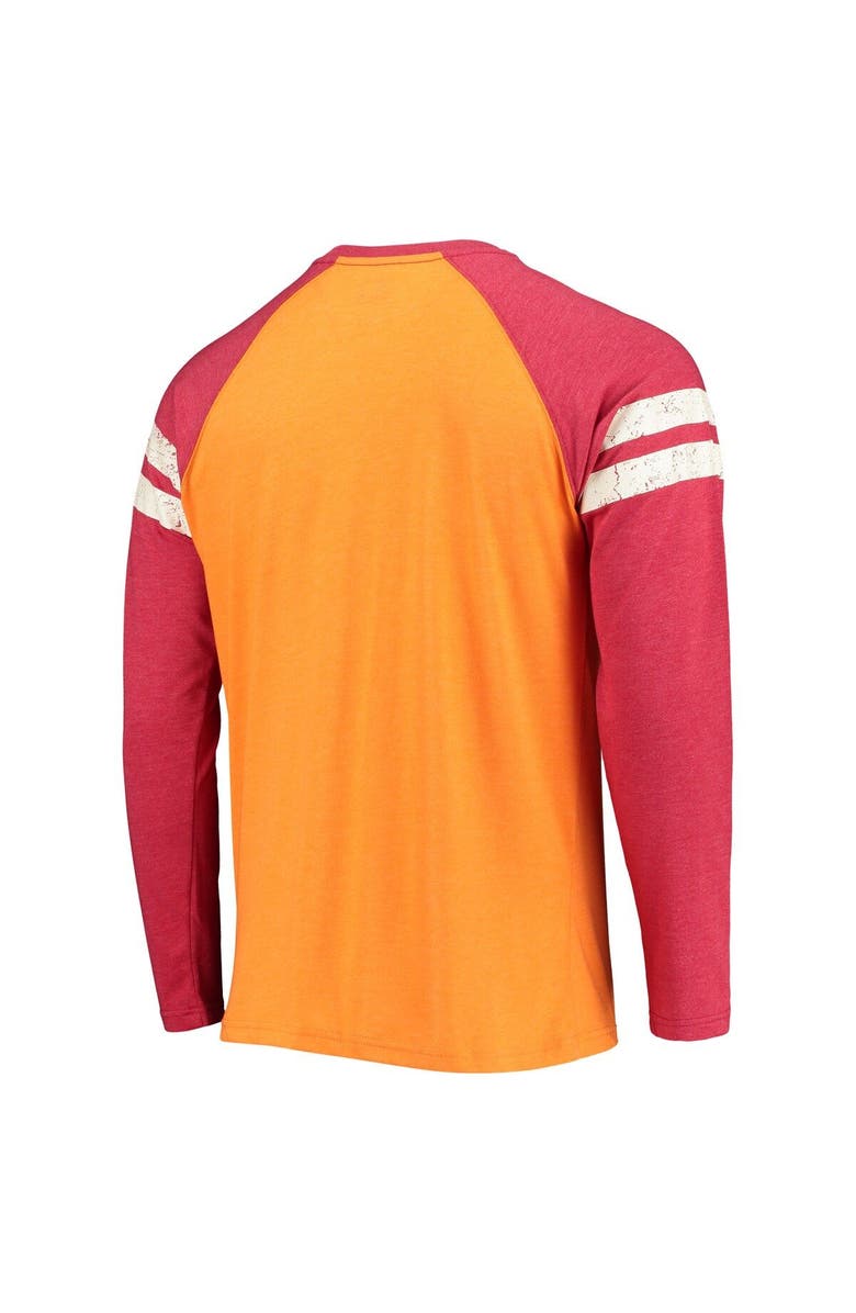 STARTER Men's Starter Orange/Red Tampa Bay Buccaneers Throwback League Raglan Long Sleeve Tri-Blend T-Shirt, Alternate, color, Orange