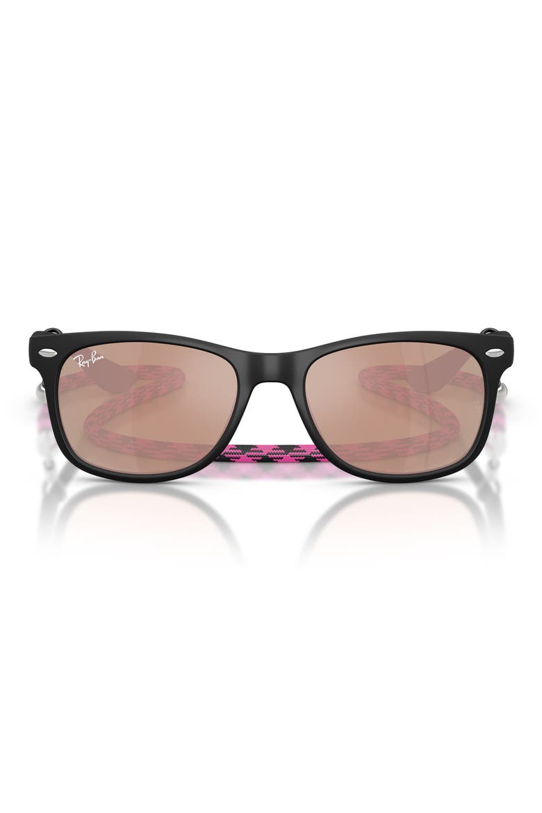 Kids' Junior Wayfarer 50mm Gradient Square Sunglasses, Main, color, RUBBER BLACK/ ROSE