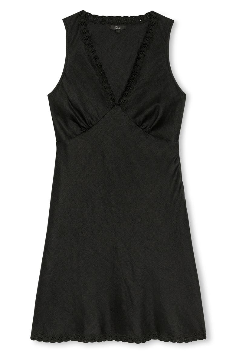 Bex Embroidered Detail Linen Dress, Alternate, color, BLACK LINEN