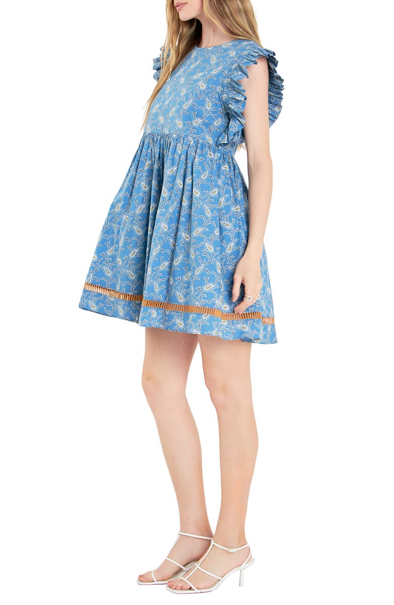 English Factory Paisley Print Minidress, Alternate, color, Blue Multi