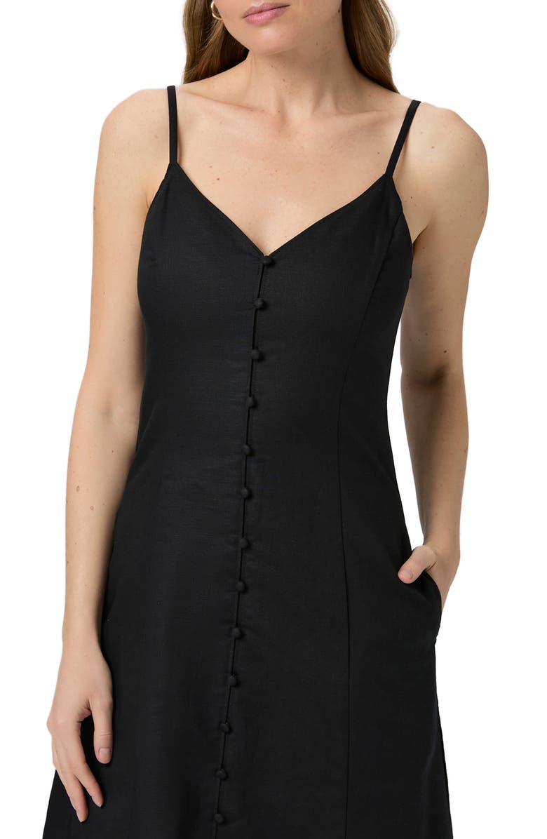 PAIGE Modena Linen & Cotton A-Line Sundress, Alternate, color, Black