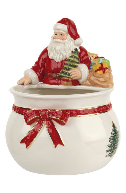 Christmas Tree Figural Santa Bowl