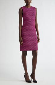 ST. JOHN Honeycomb Tweed Sleeveless Sheath Dress