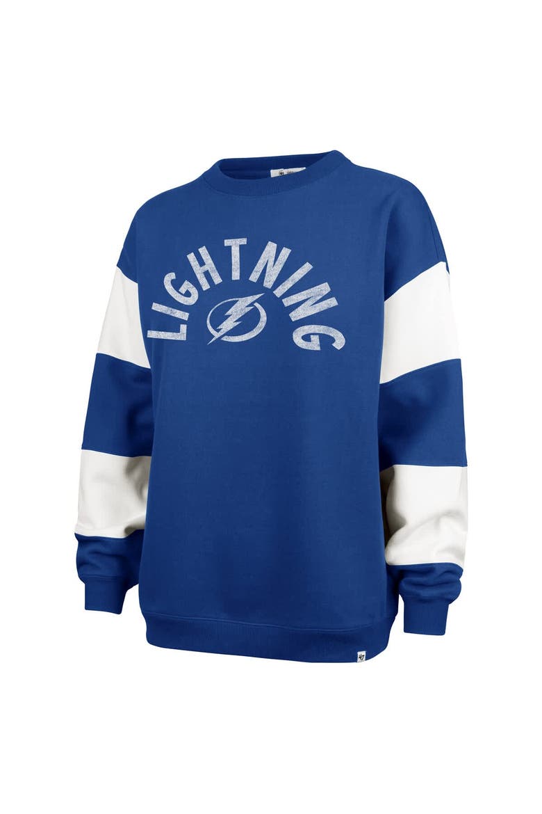 Women's '47 Blue Tampa Bay Lightning Eephus Barred Pullover Sweatshirt, Alternate, color, Blue