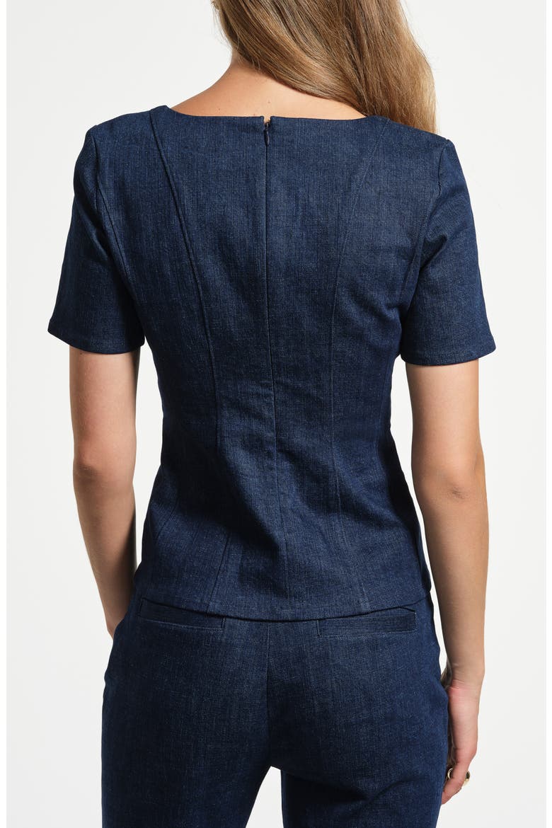 Seamed Square Neck Denim Top, Alternate, color, RINSE WASH