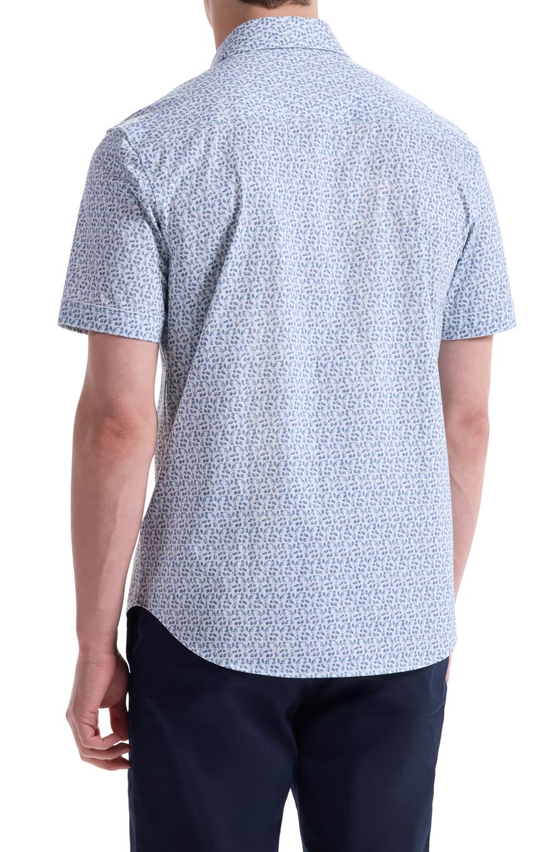 Bugatchi Miles OoohCotton<sup>®</sup> Short Sleeve Button-Up Shirt, Alternate, color, Aloe