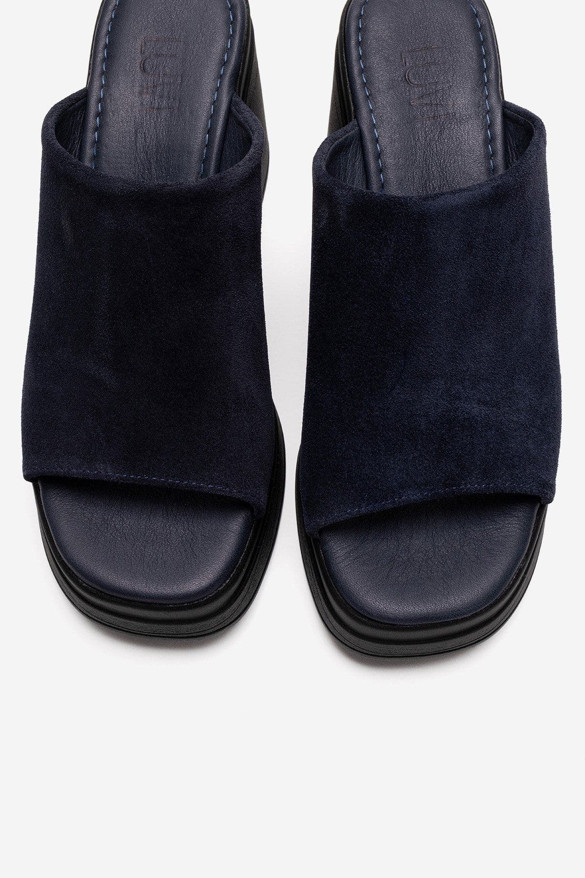 Nola Leather Platform Mules, Alternate, color, Navy Suede