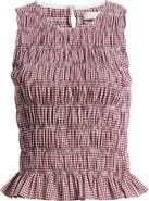 Faithfull the Brand Heidi Gingham Shirred Cotton Top