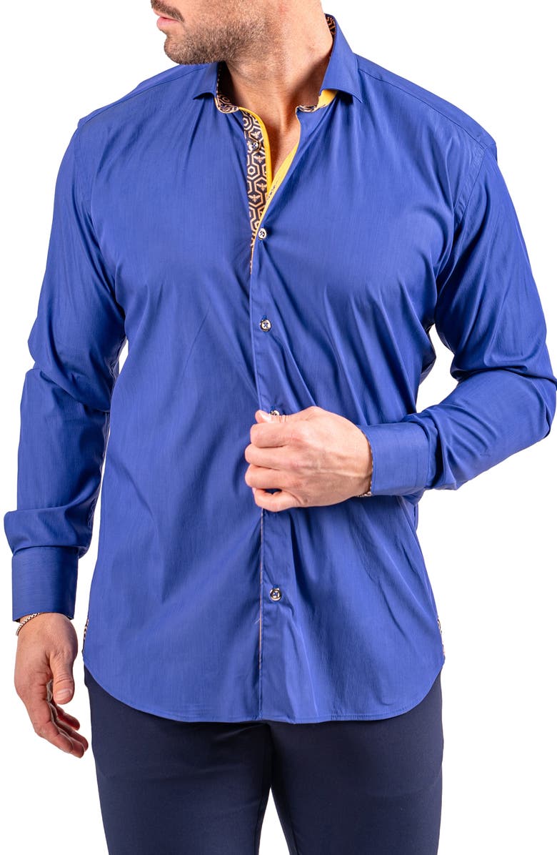 Maceoo Einstein Resistance0126 Blue Button-Up Shirt, Alternate, color, Blue