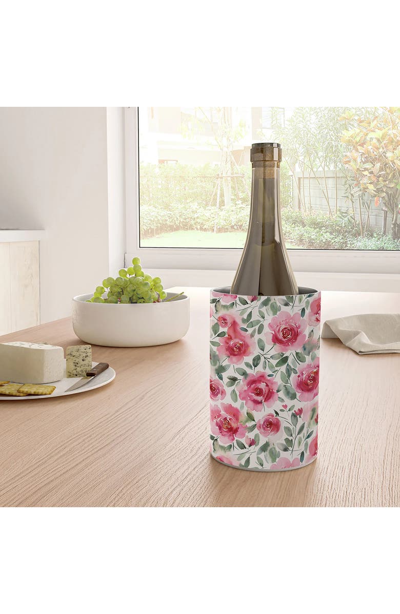 Deny Designs Charming Nostalgia Rose Print Stainless Steel Wine Chiller, Alternate, color, Green