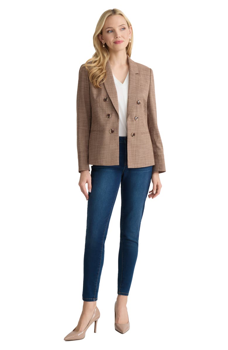 Jones New York Faux Double Breasted Blazer, Alternate, color, Fudge Multi