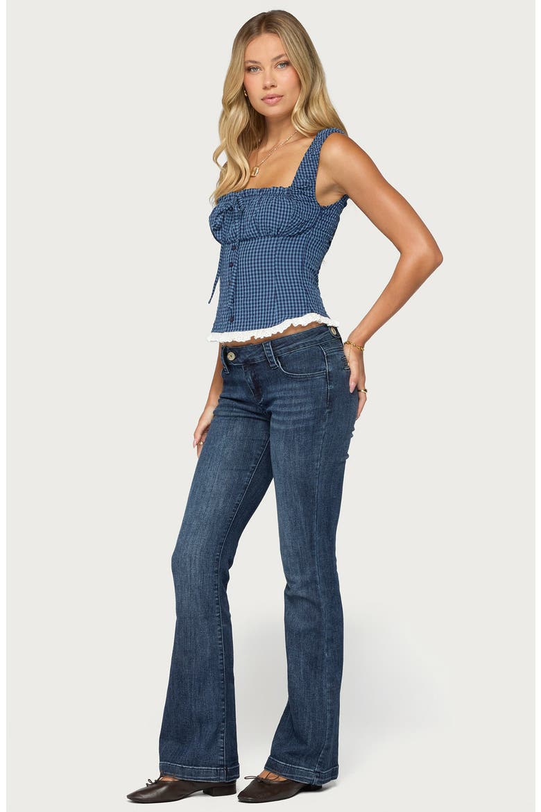 Zeffie Gingham Tie Front Top, Alternate, color, NAVY