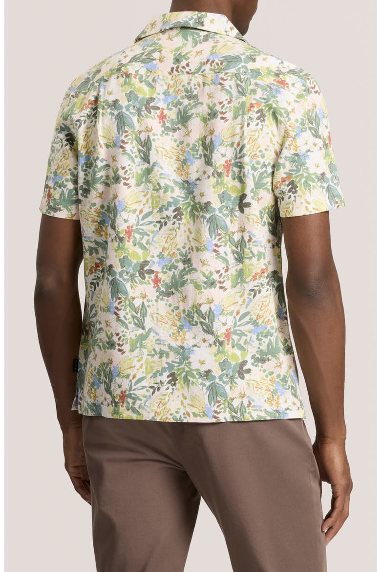 Floral Short Sleeve Button-Up Shirt, Alternate, color, PUMICE STONE