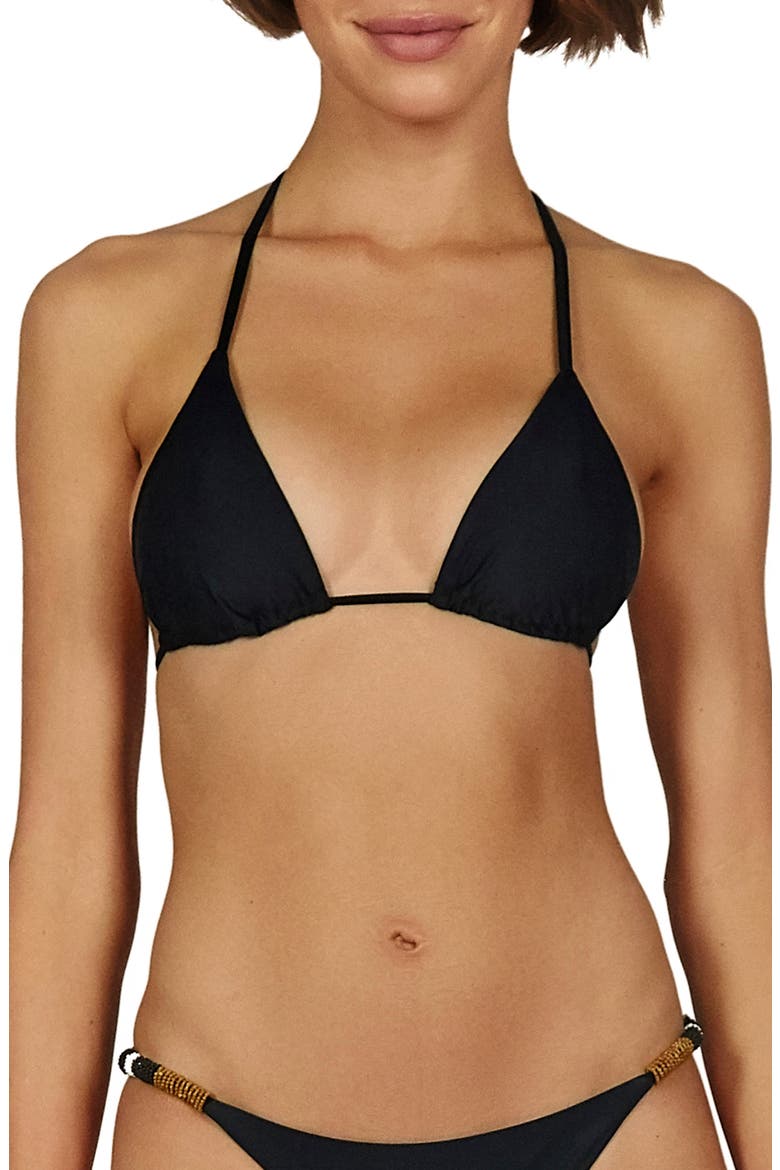 ViX Swimwear Ella Beaded Triangle Bikini Top, Main, color, BLACK