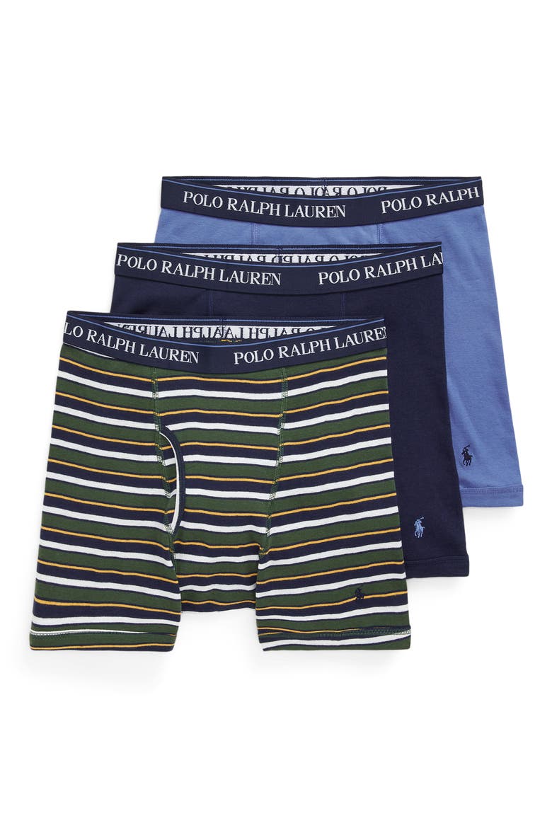 Assorted 3-Pack Classic Cotton Boxer Briefs, Main, color, GREEN/ BLUE/ NAVY