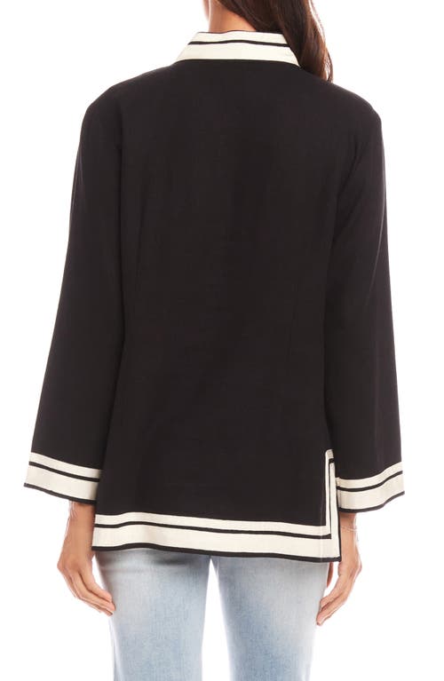 Karen Kane The St. Tropez Linen Blend Tunic In Black/cream