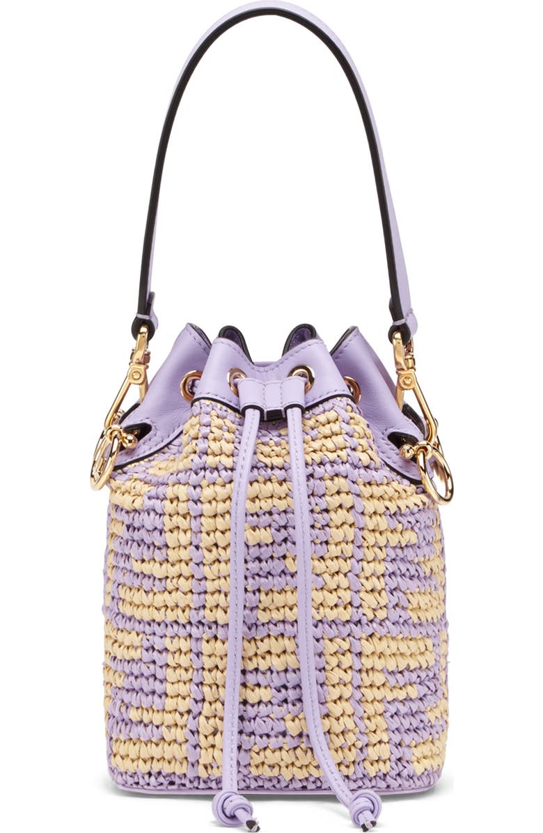 Fendi Small Mon Tresor Woven Raffia Bucket Bag, Main, color,