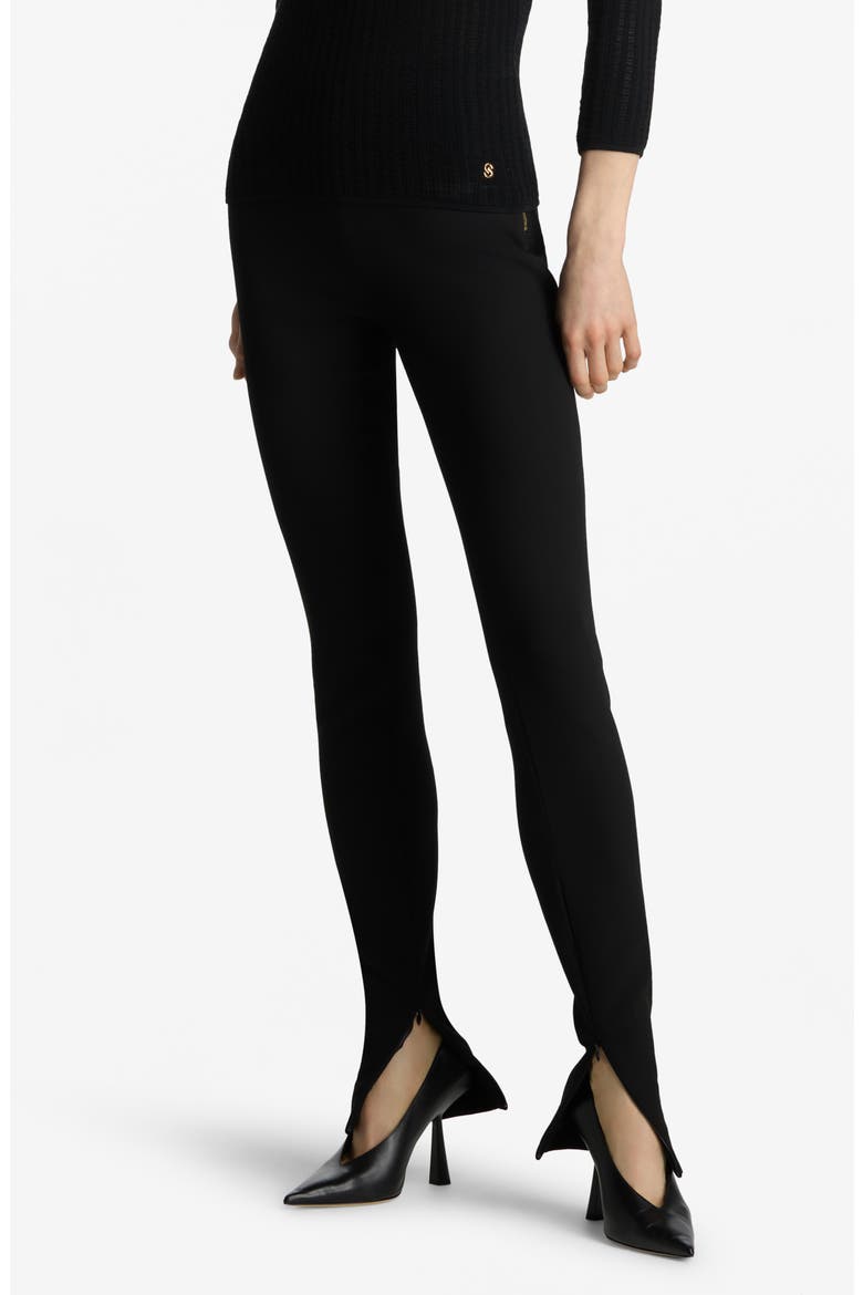 Zip Hem Slim Fit Stretch Crepe Pants, Alternate, color, BLACK