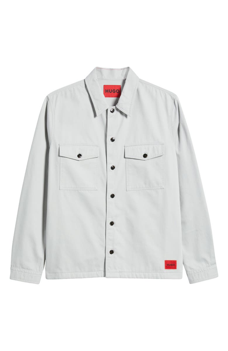 HUGO Enalu Button-Up Overshirt, Alternate, color, Light/ Pastel Grey
