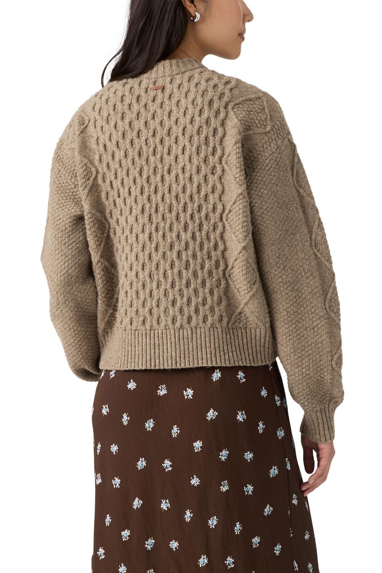 Mixed Stitch Cardigan, Alternate, color, MUSHROOM HEATHER B2625 BROS