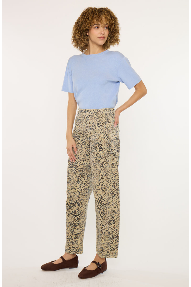Lydia Low Slung Barrel Jeans, Alternate, color, Leopard Print
