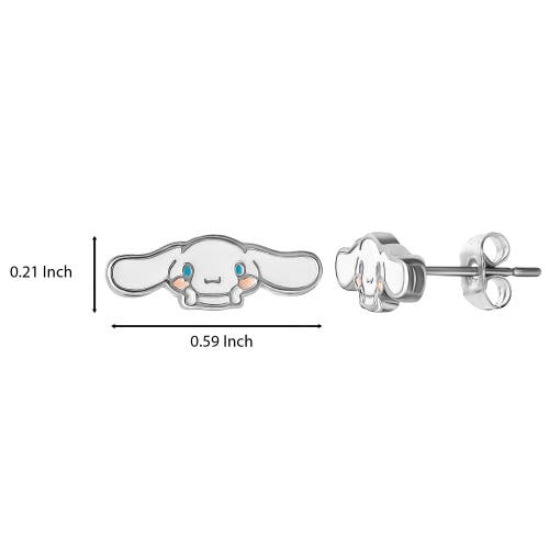Hello Kitty Silver Flash-plated And Enamel Stud Cinnamoroll Earrings In Silver