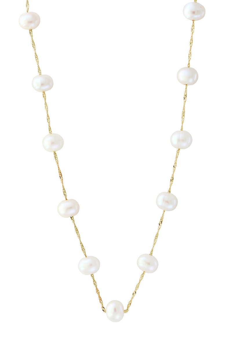 EFFY 14K Yellow Gold Freshwater Pearl Station Necklace, Main, color, White