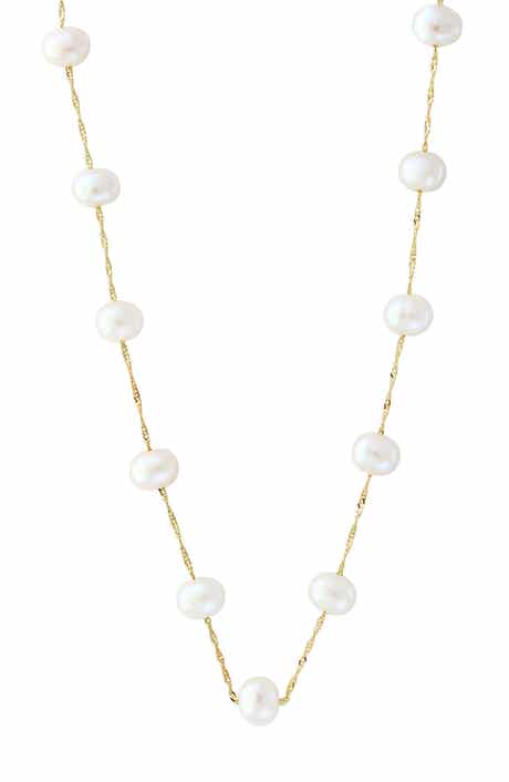 EFFY 14K Yellow Gold Freshwater Pearl Station Necklace