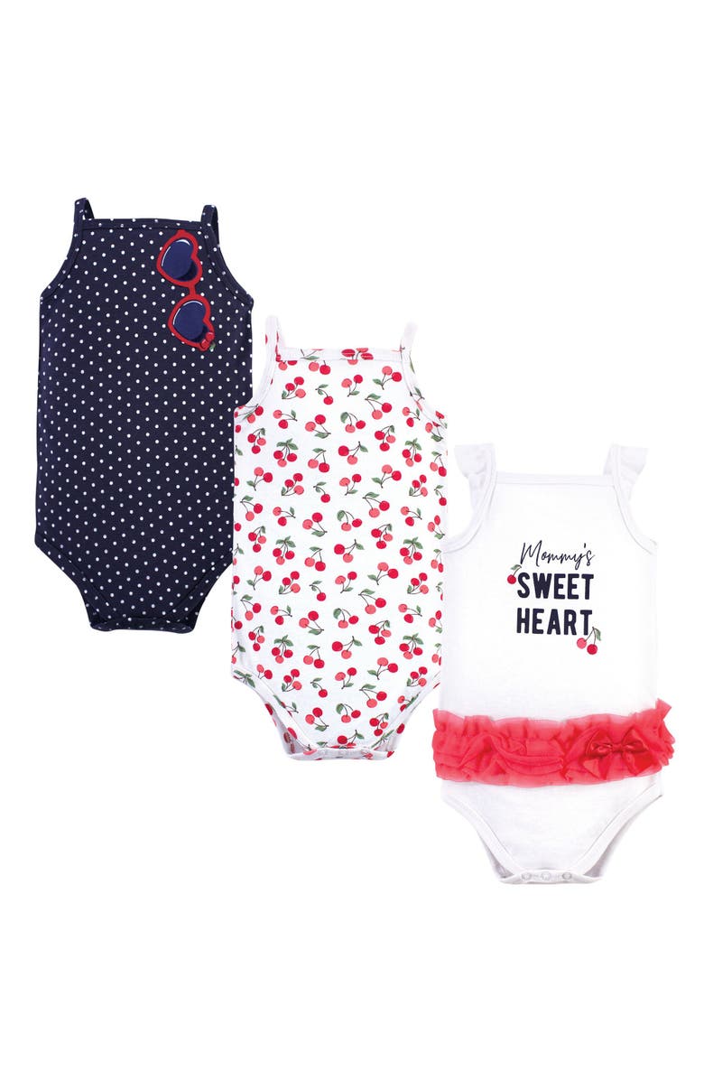 Little Treasure 3Pk Sleeveless Bodysuits, Main, color, Cherries