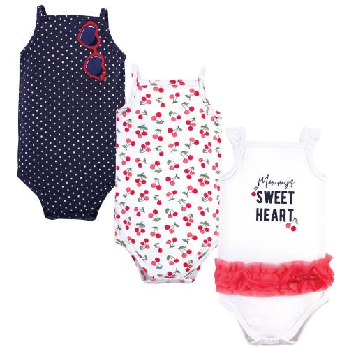 Little Treasure Babies' 3pk Sleeveless Bodysuits In Red