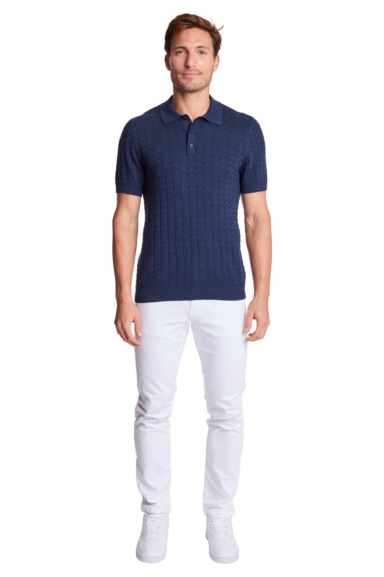 Zigzag Knit Polo, Alternate, color, CRISP NAVY