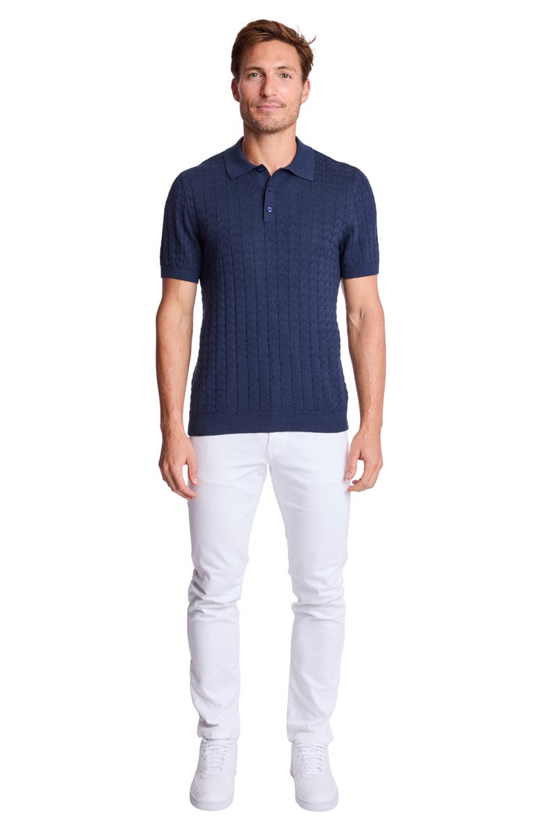 PAISLEY & GRAY Zigzag Knit Polo, Alternate, color, Crisp Navy