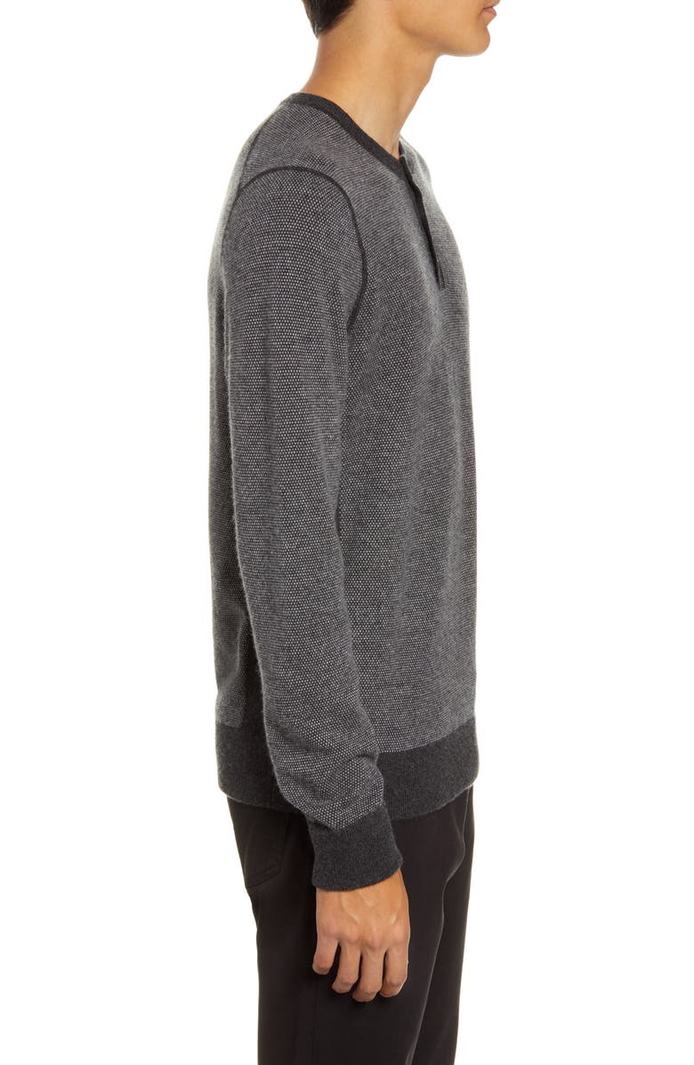 Vince Slim Fit Bird's Eye Henley Wool & Cashmere Sweater, Alternate, color, 