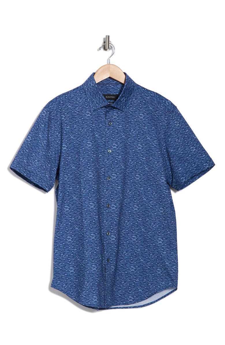 Bugatchi Miles Short Sleeve Stretch Cotton Button-Up Shirt, Alternate, color,