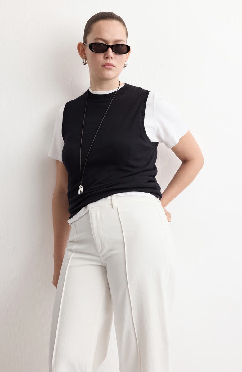 MANGO Seamed High Waist Wide Leg Jeans, Alternate, color, White