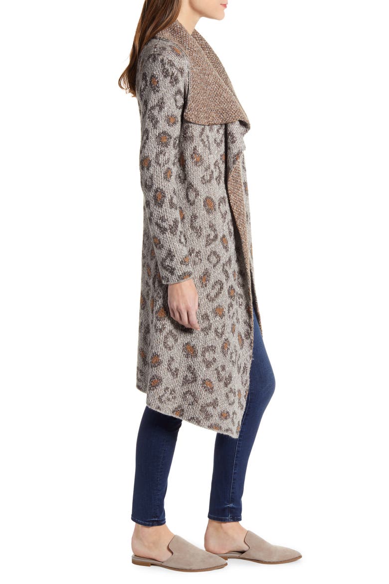 Mel Drape Longline Cardigan, Alternate, color, HEATHER GREY